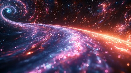 Poster - Astral Acceleration: Blue-Purple Light Lines in 3D Space