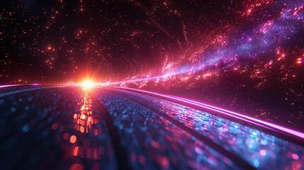 Poster - Stellar Symphony: Hyper Speed Warp with Blue-Purple Flare