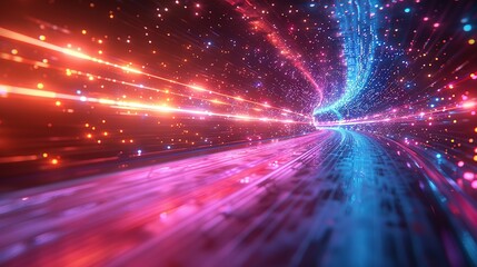 Poster - Stellar Symphony: Hyper Speed Warp with Blue-Purple Flare