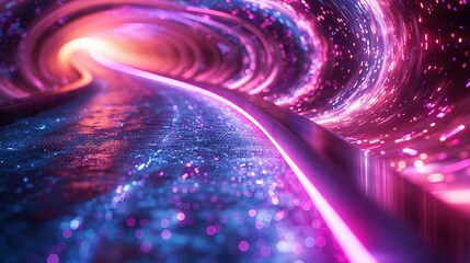 Poster - Cosmic Velocity: Blue-Purple Light Trails in 3D Render