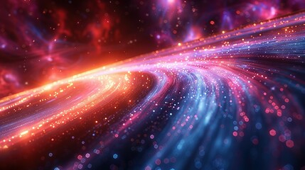 Poster - Cosmic Velocity: Blue-Purple Light Trails in 3D Render
