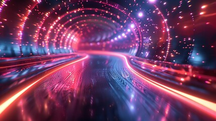 Poster - Interstellar Hyperdrive: Warp Speed in Blue-Purple Hues