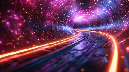 Poster - Interstellar Hyperdrive: Warp Speed in Blue-Purple Hues