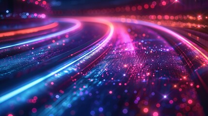 Poster - Galactic Journey: Hyper Speed Warp in Blue-Purple Spectrum