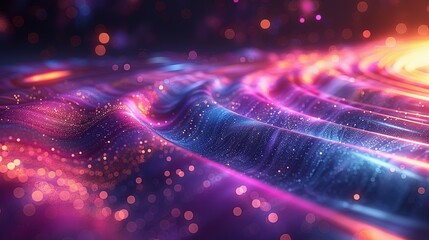 Poster - Celestial Velocity: 3D Render with Blue-Purple Light Trails