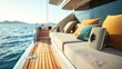 © muza - Music speaker are integrated into the luxury yacht hull. Music speaker integrated into the sofa