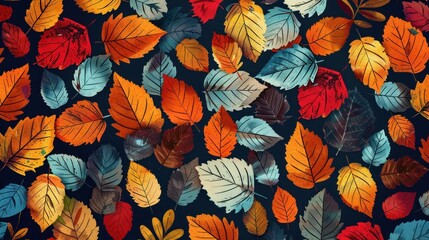 Sticker - A background with a pattern of patchwork leaves.








