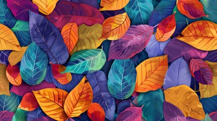 Poster - A background with a pattern of patchwork leaves.








