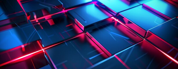 Wall Mural - Abstract background with dark blue and red glowing futuristic technology concept