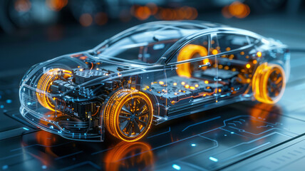 flow of electricity in the components of an electric car,generative ai