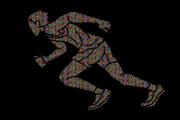 Sticker - Running Action Movement Marathon Runner A Man Start Running Cartoon Sport Graphic Vector