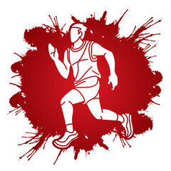 Poster - Running Action Movement Marathon Runner A Man Start Running Cartoon Sport Graphic Vector