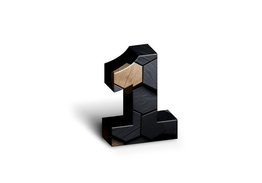 3d Wood Numbers, Alphabet number One made of wood material, high-resolution image of 3d font, ready to use for graphic design purposes	