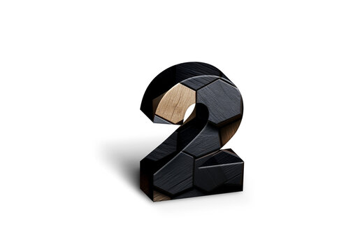 3d Wood Numbers, Alphabet Number Two made of wood material, high-resolution image of 3d font, ready to use for graphic design purposes	