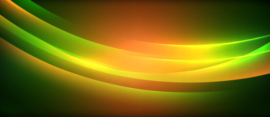 Aufkleber - Neon glowing circle rays, light round lines in the dark, planet style neon wave lines. Energetic electric concept design for wallpaper, banner, background