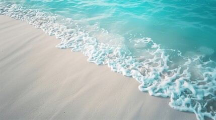 Wall Mural - Panorama of a beautiful white sand beach and turquoise water in Maldives Holiday summer beach background Wave of the sea on the sand beach : Generative AI