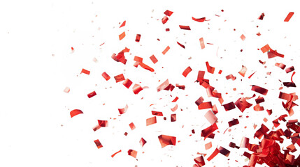 Red confetti paper pop from bottom corner. mix match background photo.