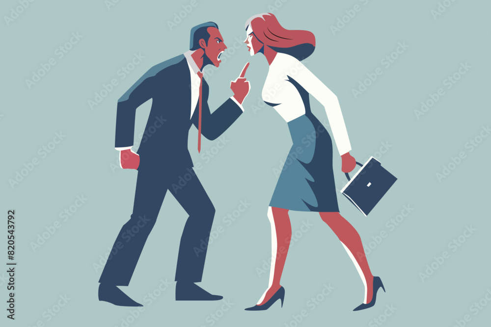 a man and a woman fighting, arguing , disagree concept art, family or ...