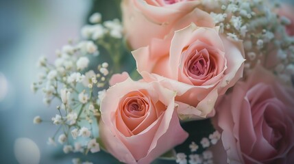 Roses in a brides flower bouquet : Generative AI