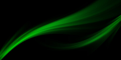 Wall Mural - Illustration of light ray , green stripe line, speed motion background. Design abstract, science, futuristic, energy, modern digital technology concept for wallpaper, banner background
