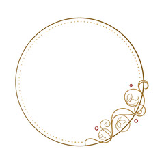 Wall Mural - vector round floral frame with leaves, stems and berries decoration.