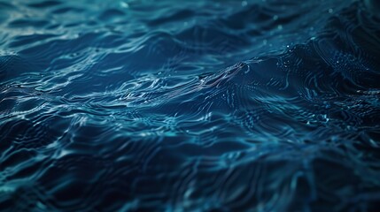 Aufkleber - Blue textured background of waves with ripples on the water Closeup selective focus defocus : Generative AI