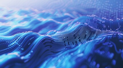 Leinwandbilder - abstract digital wave blue circular shape on the background futuristic point wave big data 3d render