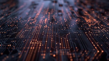 Leinwandbilder - Advanced Technology Concept Visualization Circuit Board CPU Processor Microchip Starting Artificial Intelligence Digitalization of Neural Networking and Cloud Computing Digital Lines M : Generative AI