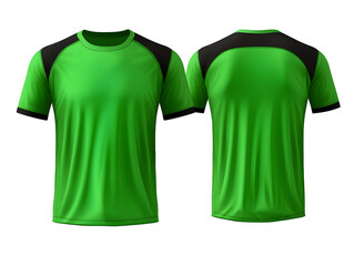 Wall Mural - Electric green t-shirt front and back view clothes mockup design for print on isolated white transparent background	