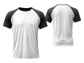 Wall Mural - White t-shirt front and back view clothes mockup design for print on isolated white transparent background	