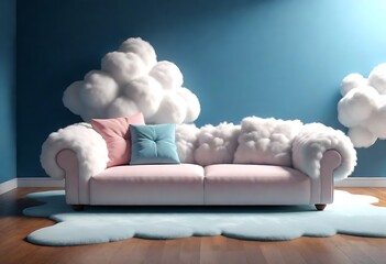 Wall Mural - white sofa with sky