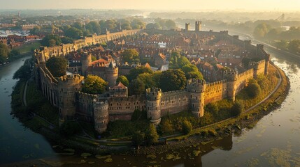 Wall Mural - Bird's-eye view of the ancient city walls of York