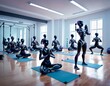 © Anastasiia - A robotic figure leads a yoga session in a modern studio, highlighting the fusion of wellness and technology.. AI Generation