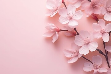 Sticker - pink floral shapes on a pink background, soft and airy compositions, cherry blossoms, monochrome toning, use of paper, romantic compositions, pastel academia, elegant compositions