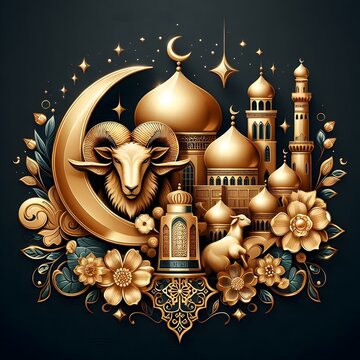 AI Generate of Premium Luxury Vector of Happy Eid al-Adha, Vector, Symbol, Logo, Idul Adha