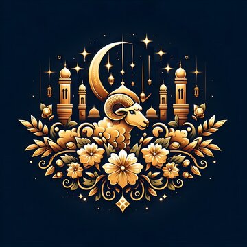 AI Generate of Premium Luxury Vector of Happy Eid al-Adha, Vector, Symbol, Logo, Idul Adha