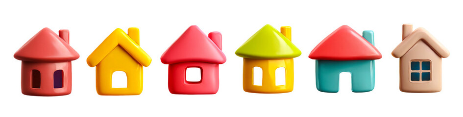 Poster - 3D simple home and house icon set. trendy isolated icons collection