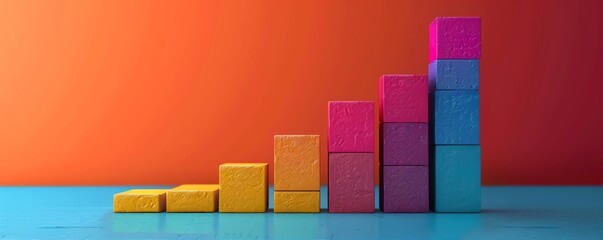 clean, minimalist design of stacked blocks or bars increasing in size, representing scalable solutio