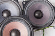 © Aleksandr Kondratov - speakers of an acoustic system - an audio for playing music in a car interior on a white isolated background in a photo studio. Spare parts for auto repair in a workshop or for sale for tuning