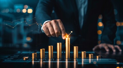 Poster - Illustration of Business Growth and Financial Success with Graphs and Charts, representing economic development, analytics, and corporate strategy for progress and success in the market