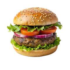 Fresh cheese beef and chicken burger on isolated PSD