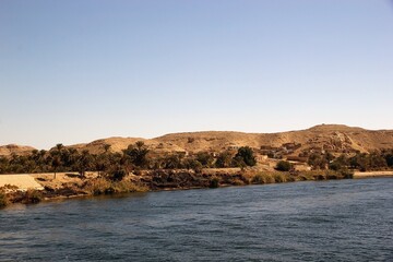 Poster - Landscape along the Nile river between Luxor and Aswan, Egypt