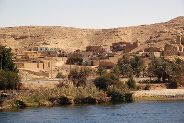 Sticker - Village along the Nile river between Luxor and Aswan, Egypt