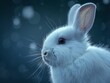 © Ari - Closeup of a fluffy white rabbit with dark eyes and whiskers