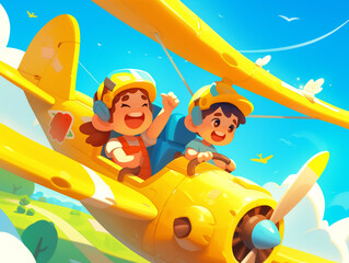 Wall Mural - kids on the plane