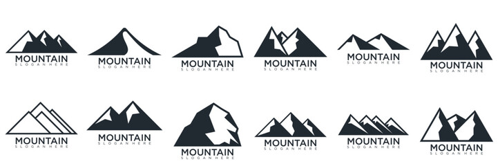 Poster - mountain logo design, collection template with luxury concept, icons, emblem, background