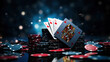 © goku4501 - Casino game poker gambling stack of chips on luxury background. Elegant style banner for online casinos and mobile gambling applications, poker - winner, wealth concept. Generative AI