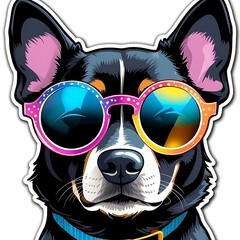 Wall Mural - dog with sunglasses illustrations