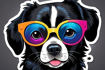 Wall Mural - dog with sunglasses illustrations