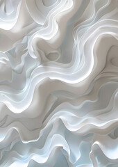 Wall Mural - White 3d wall art with abstract wave shapes